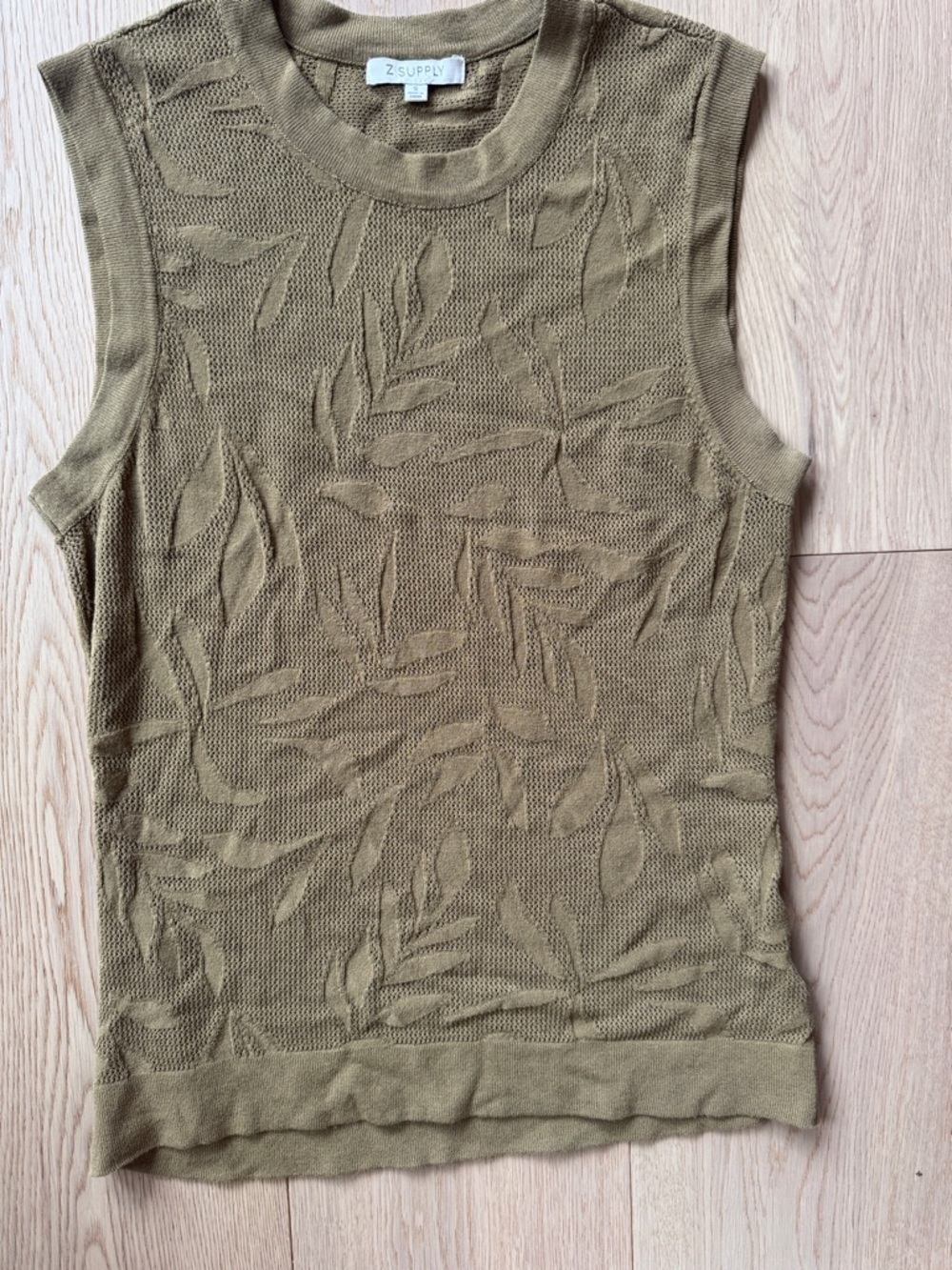 Z Supply Olive Leaf-Textured Sleeveless Knit Tank